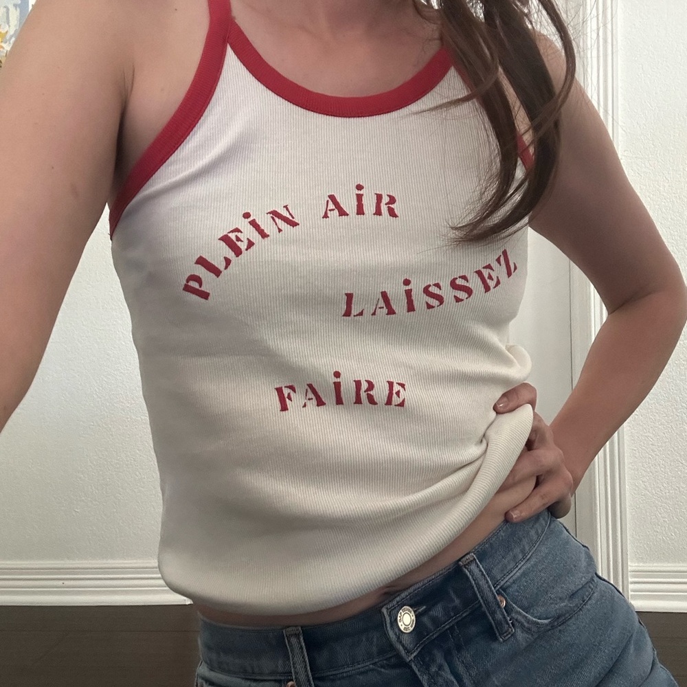 Madewell size S Women's White and Red Graphic Tank Top